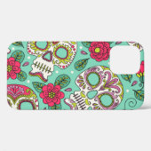 Coques Case-Mate iPhone Crâne et fleurs mexicaines, sans soudure. (Verso (horizontal))