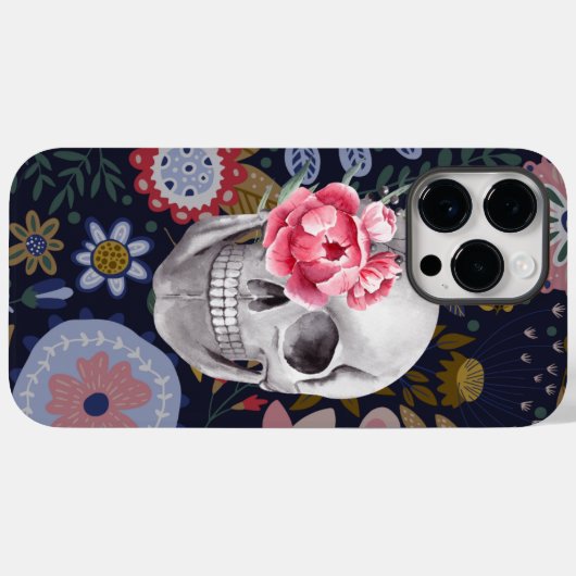 Coques Case-Mate iPhone Crâne floral (Verso (horizontal))
