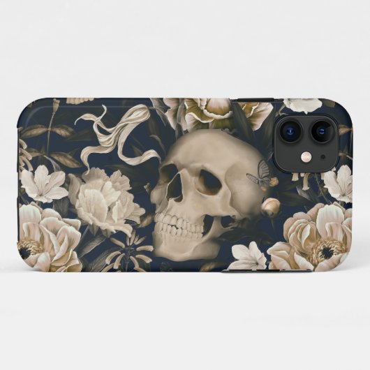 Coques Case-Mate iPhone crâne floral (Dos (Horizontal))