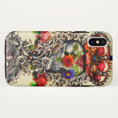 Coques Case-Mate iPhone Crâne floral couronné (Dos (Horizontal))