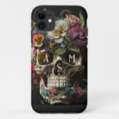 Coques Case-Mate iPhone Crâne floral Goth Pagan Monogramme Initiales (Dos)