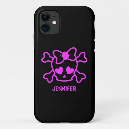 Coques Case-Mate iPhone Crâne girly rose d'emo avec l'arc (Dos)