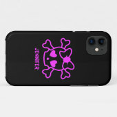 Coques Case-Mate iPhone Crâne girly rose d'emo avec l'arc (Dos (Horizontal))