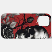 Coques Case-Mate iPhone Crâne gothique avec Rose noir (Verso (horizontal))