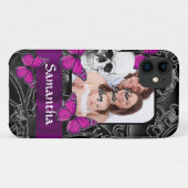 Coques Case-Mate iPhone Crâne gothique et papillons (Dos (Horizontal))