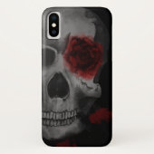 Coques Case-Mate iPhone Crâne gothique et Roses rouges vibrants (Dos)
