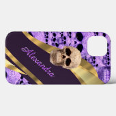 Coques Case-Mate iPhone Crâne gothique violet personnalisé (Verso (horizontal))