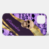 Coques Case-Mate iPhone Crâne gothique violet personnalisé (Verso (horizontal))