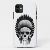 Coques Case-Mate iPhone Crâne indien noir et blanc (Dos)