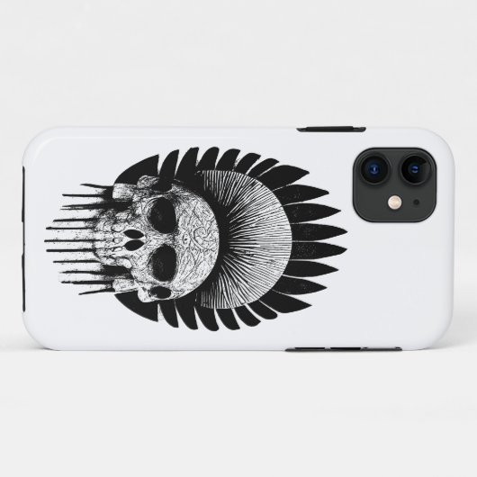 Coques Case-Mate iPhone Crâne indien noir et blanc (Dos (Horizontal))