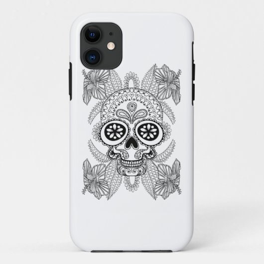 Coques Case-Mate iPhone Crâne inspiré en fleurs (Dos)