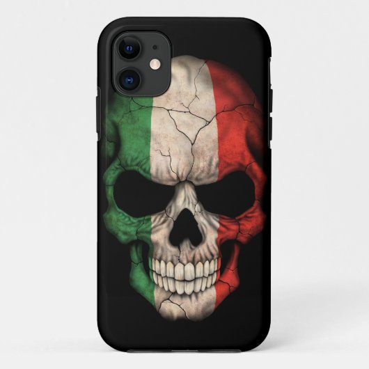 Coques Case-Mate iPhone Crâne italien de drapeau sur le noir (Dos)