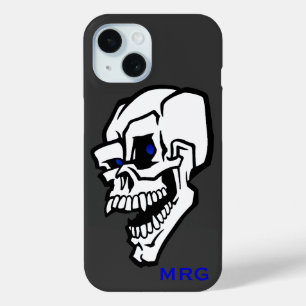 Coque Pour iPhone 15 Crâne mal blanc aux yeux bleus