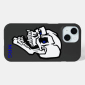 Coques Case-Mate iPhone Crâne maléfique blanc aux yeux bleus (Verso (horizontal))