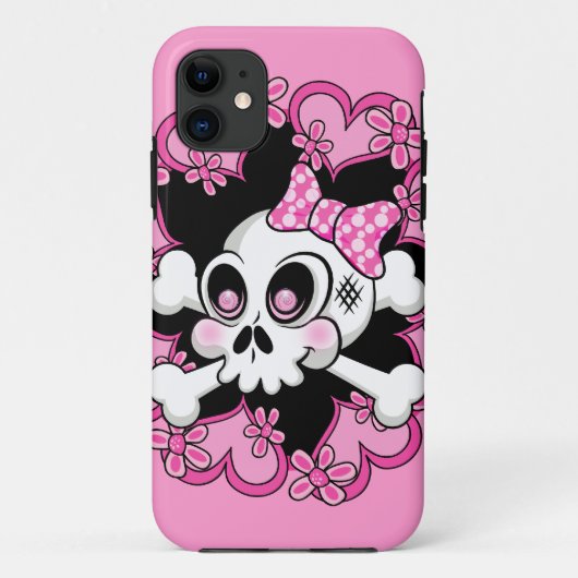 Coques Case-Mate iPhone Crâne mignon et coeurs (Dos)