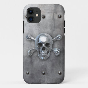 Coque iPhone 11 Crâne pirate sur métal