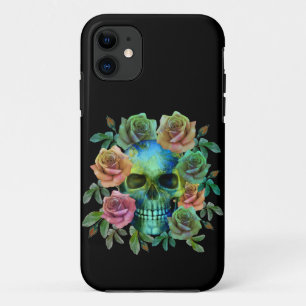 Case-Mate iPhone CASE CRÂNE VERT DE LA MORT AVEC FLEURS
