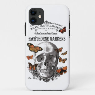 Case-Mate iPhone Case crâne vintage d'Halloween moderne et papillons