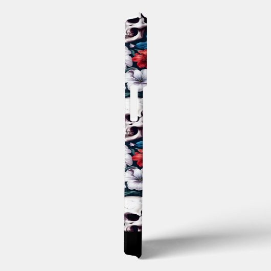 Coques Case-Mate iPhone Crânes à fleurs rouges et blanches (Verso / Droite)