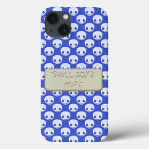 iPhone 13 Case Crânes blancs de dessin sur effet de texte à trait