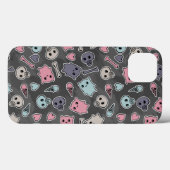 Coques Case-Mate iPhone Crânes, et coeurs sur arrière - plan noir (Verso (horizontal))