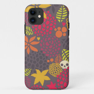 Coque iPhone 11 Crânes et fleurs