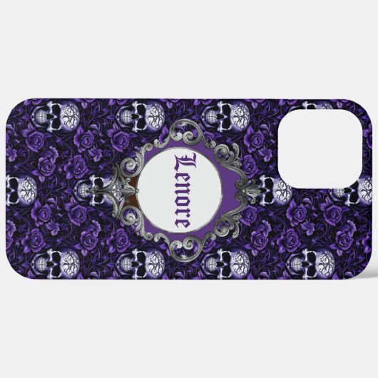 Coques Case-Mate iPhone Crânes et fleurs violettes (Retour (horizontal))