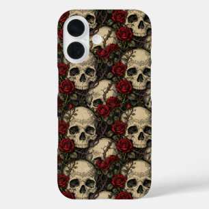 Coques iPhone 16 Crânes et Rose de la Belle au Bois Dormant