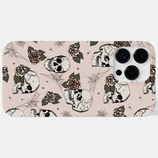 Coques Case-Mate iPhone Crânes et Roses roses (Verso (horizontal))