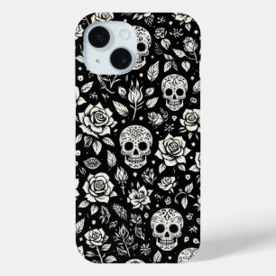 Coque Pour iPhone 15 Crânes Floraux
