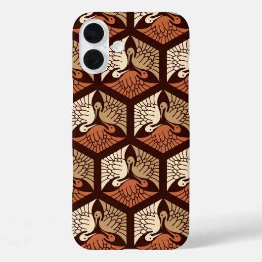 Coques Case-Mate iPhone Cranes japanese, Tan, Rust & Chocolate Brown (Verso)
