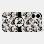Coques Case-Mate iPhone Crânes monochromes (Verso (horizontal))