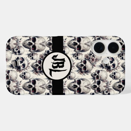 Coques Case-Mate iPhone Crânes monochromes (Verso (horizontal))