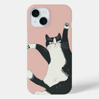 Coque Pour iPhone 15 Cranky Cat Dance Imprimer | L'art de chat drôle et