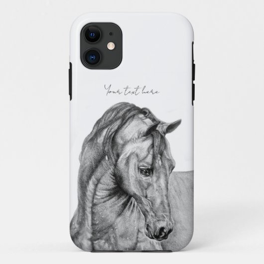 Coques Case-Mate iPhone Crayon graphique de l'art du cheval dessin noir et (Dos)