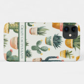 Coques Case-Mate iPhone "Crazy cactus lady ! texte sur un dessin de cactus (Dos (Horizontal))