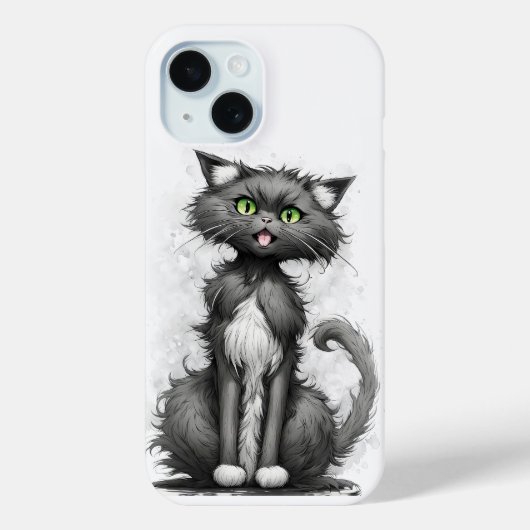 Coques Case-Mate iPhone Crazy Chat Sur Blanc (Verso)