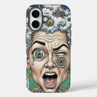 Coques iPhone 16 Crazy Expression Caricature Téléphone Case-Unique 