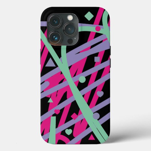 Coques Case-Mate iPhone Crazy rose violet Motif Aqua Triangle Heart Circ (Verso)