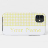 Coques Case-Mate iPhone Cream Modern Houndstooth avec nom (Dos (Horizontal))
