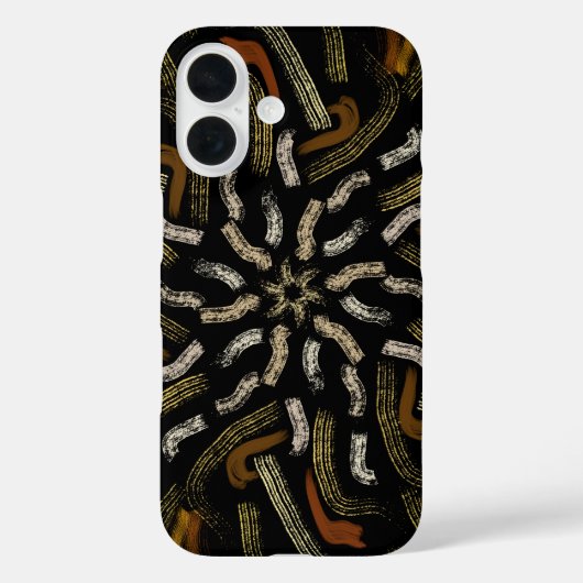 Coques Case-Mate iPhone Creamy Golden Yellows Raked Pattern On Black (Verso)