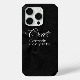 Coque iPhone 15 Pro 'Créer. S'engager. Réussir.' Typographie minimalis