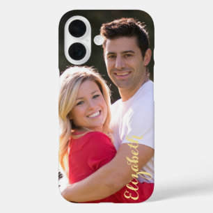Coques iPhone 16 Créer une photo personnalisée Monogramme or élégan