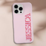 Coques iPhone 16 Pro Max Créez votre propre nom rose Monogramme<br><div class="desc">Créez votre propre coque iphone personnalisé avec un nom initial personnalisé dans la typographie moderne minimaliste rose rouge.</div>