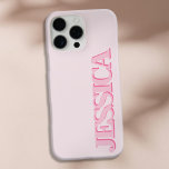 Coques iPhone 16 Pro Max Créez votre propre nom rose Monogramme<br><div class="desc">Créez votre propre coque iphone personnalisé avec un nom initial personnalisé en couleur rose moderne typographie minimaliste.</div>