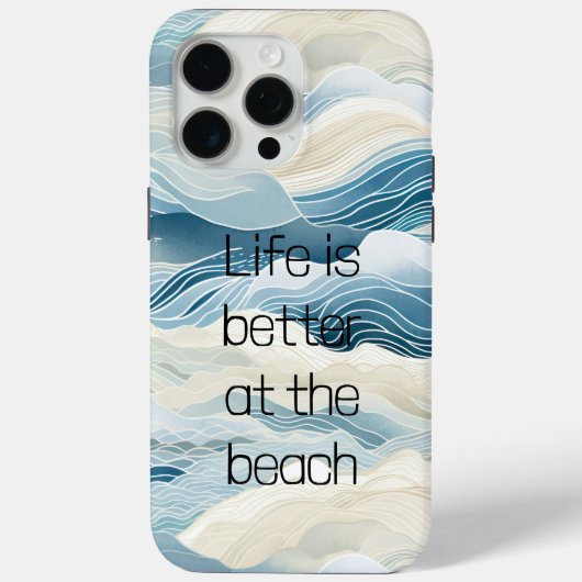 Coques Case-Mate iPhone Crème Bleue Mer Sable Océan Vagues (Verso)