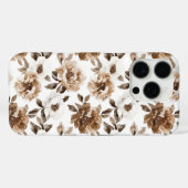 Coques Case-Mate iPhone Crème Brown Fleurs blanches Noël (Verso (horizontal))