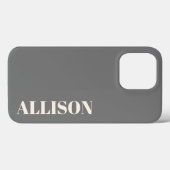 Coques Case-Mate iPhone Crème de nom gras personnalisé et gris clair (Verso (horizontal))