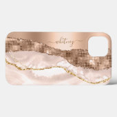 Coques Case-Mate iPhone Crème d'ivoire et encre liquide Rose d'or Marbre é (Verso (horizontal))