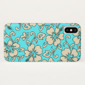 Coques Case-Mate iPhone Crème florale hawaïenne d'Aqua de ketmie de Malia (Dos (Horizontal))